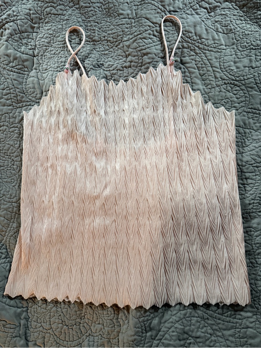 Vtg 80’s Pleated Spaghetti Strap Tank Top - Blush Pink